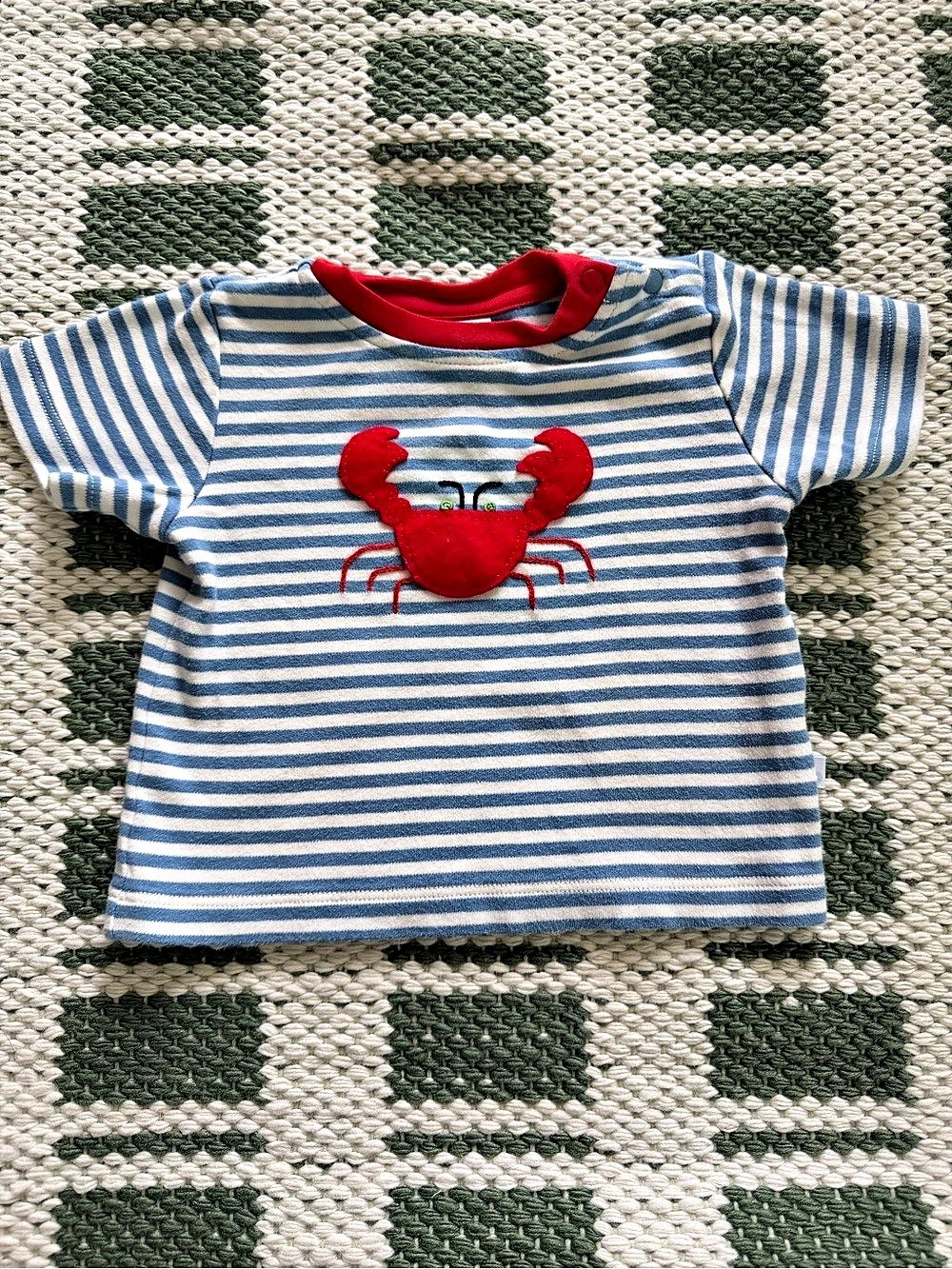 bella bliss Blue and White Striped Crab Applique Tee Blue & White Striped Crab